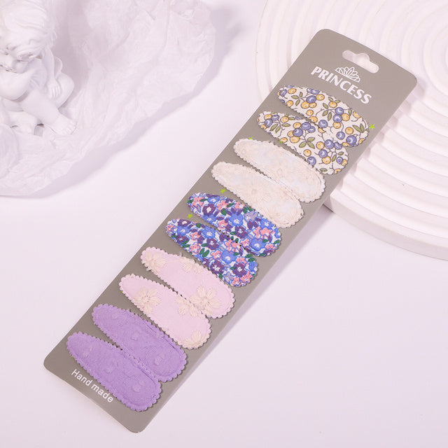 Women's Fashion Embroidered Print Teardrop Hair Clip