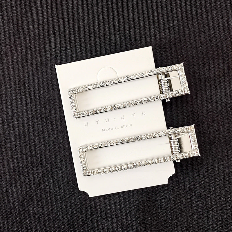 8cm Large Rectangular Metal Barrettes Rhinestone