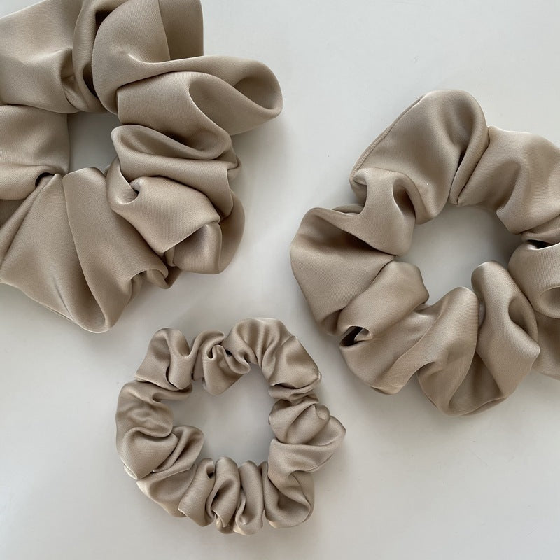 Cream Texture Silky Satin French Black Large Intestine Hair Ring