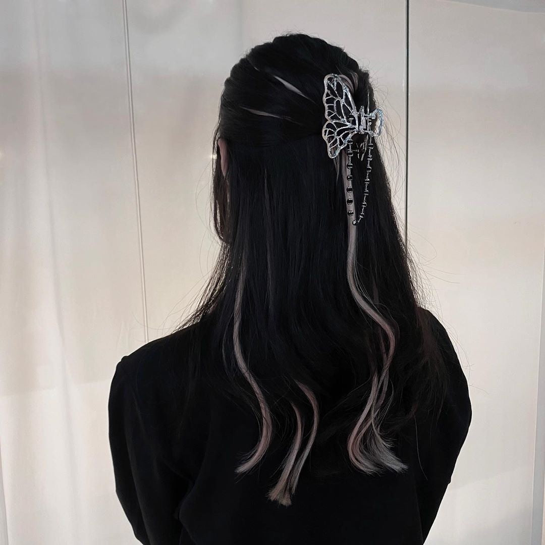 Alloy Butterfly Hair Clip Crystal Chain Cold Personality
