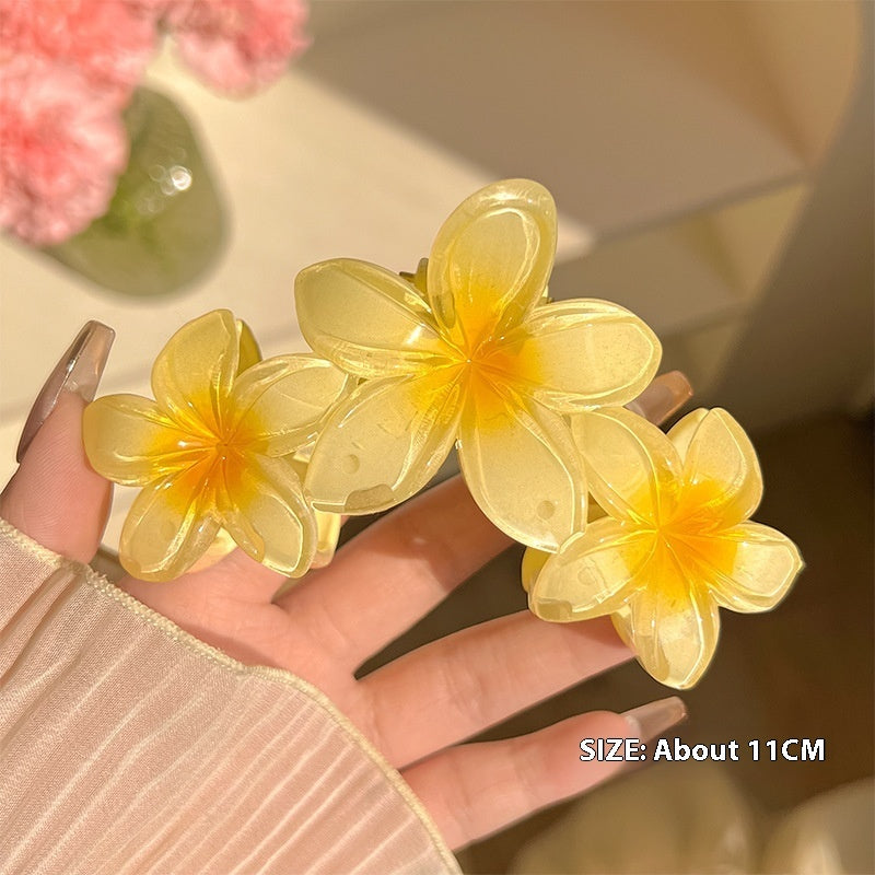 Three Flowers Plumeria Rubra Large Hair Clip Female