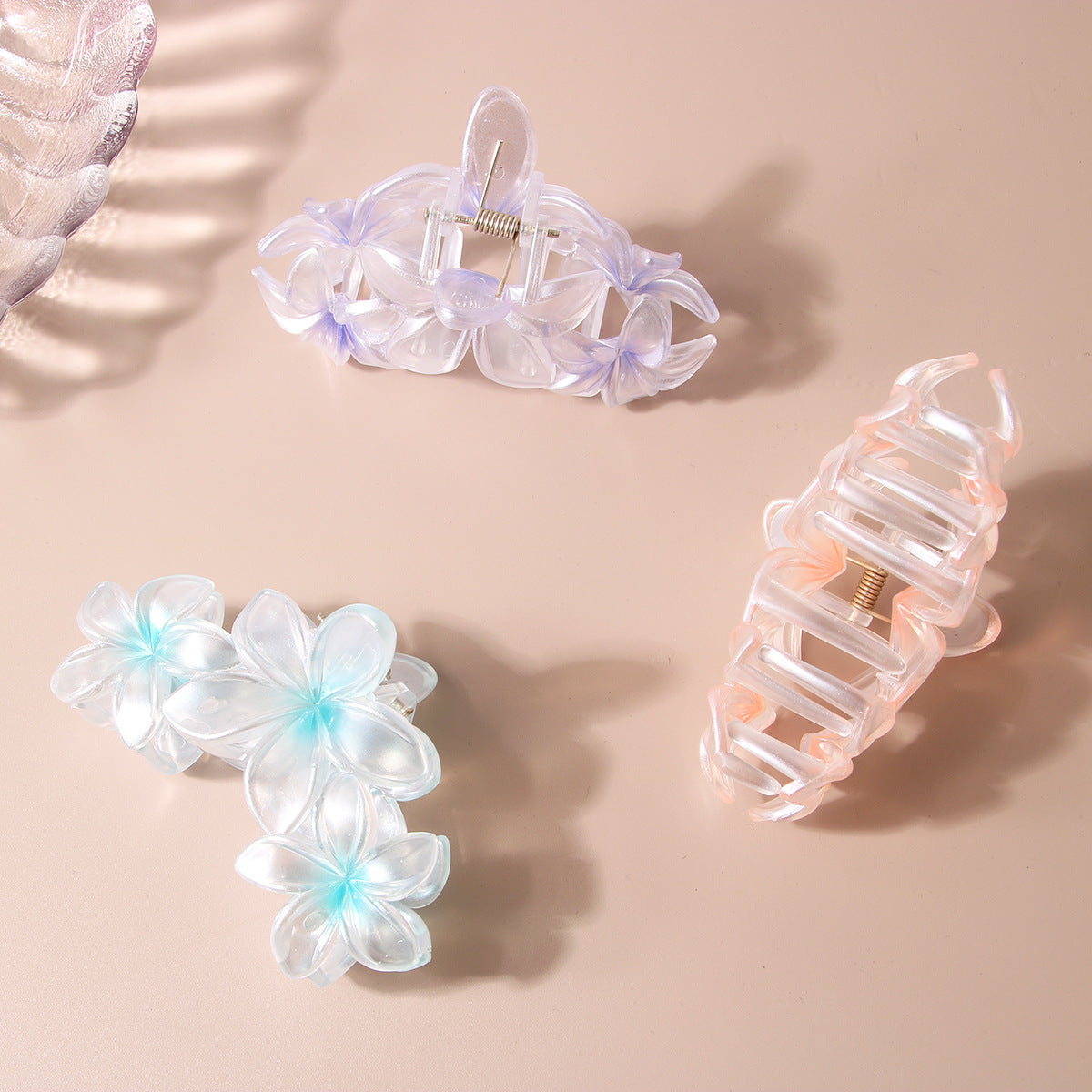 Pearlescent Plumeria Rubra Barrettes Updo