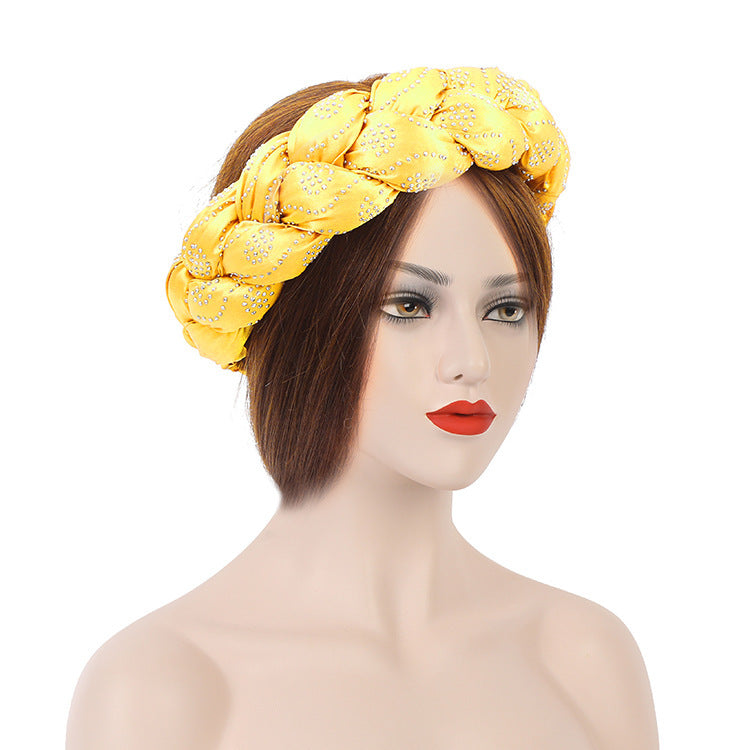 Satin Multicolor Perm Drill New Twist Braid Hairband Hair Ring