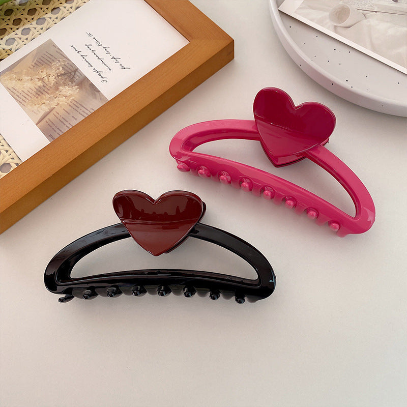 Large Love Heart-shaped Hairpin Semicircle Updo Claw Back Head Shark Clip Hair