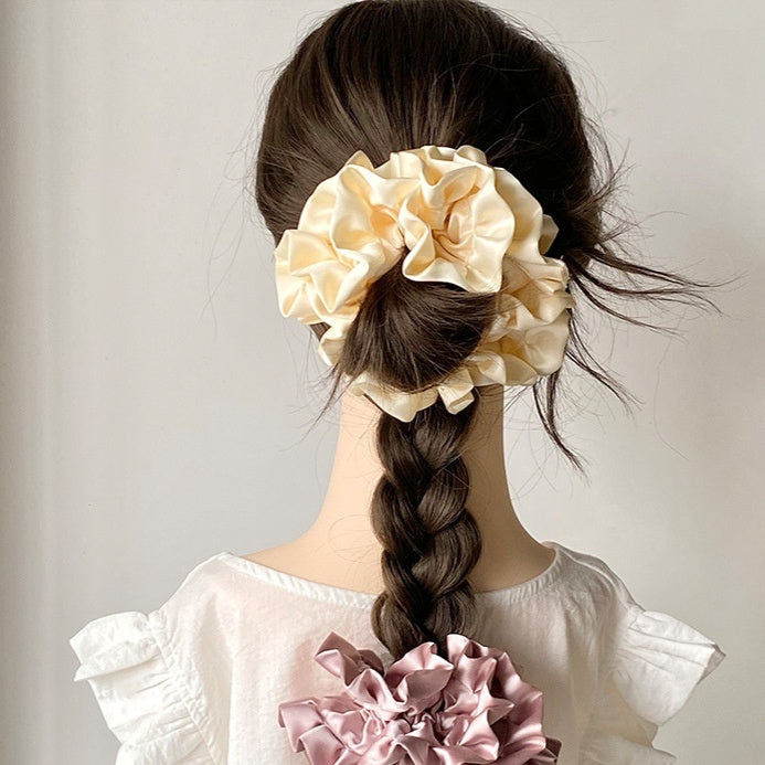 Best Satin Pleated Headdress Flower Large Full Hydrangea Hair Ring