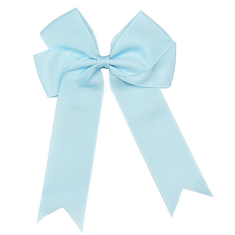 Handmade Long Floating Tail Solid Color Bow Children Barrettes
