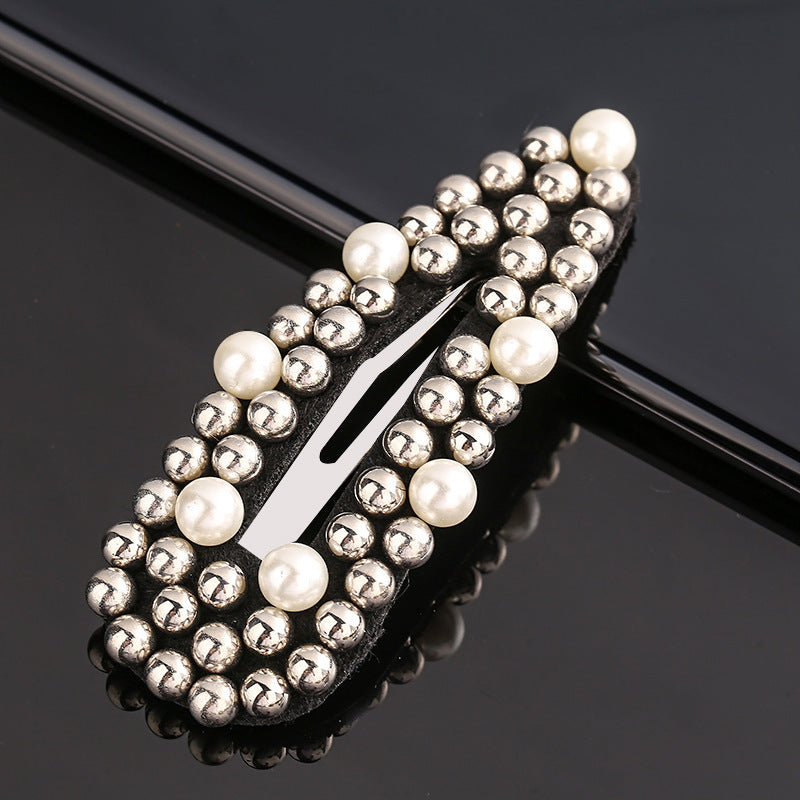 Women's Rivet Droplet Pearl Bb Versatile Hair Clip