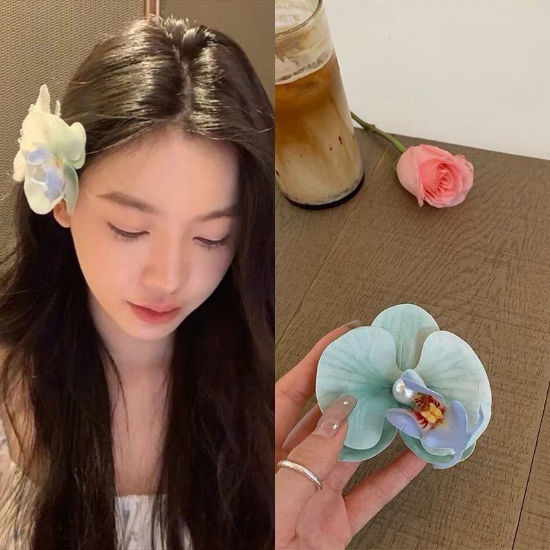 Korean Sweet Romantic Purple Phalaenopsis Flower Hairpin For Women Girls Trendy Hair Clip Claw 2024 New Barrettes Charm Headwear
