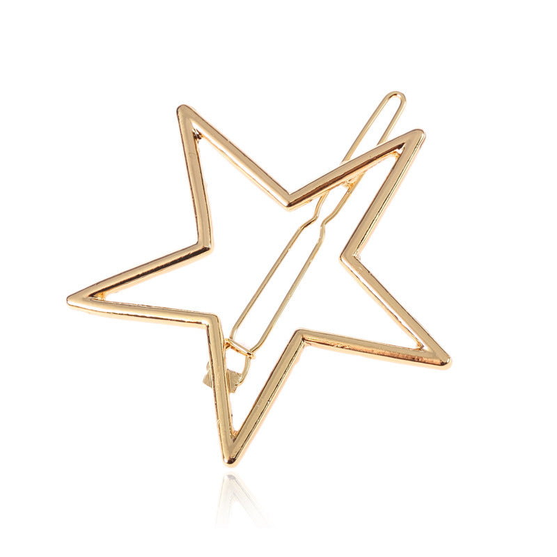 Women's Fashion Glossy Hollow Five-pointed Star Alloy Hair Clip