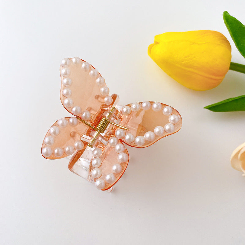 Medium Butterfly Shape Pearl Fancy Pearl Jelly Palette Hair Clip
