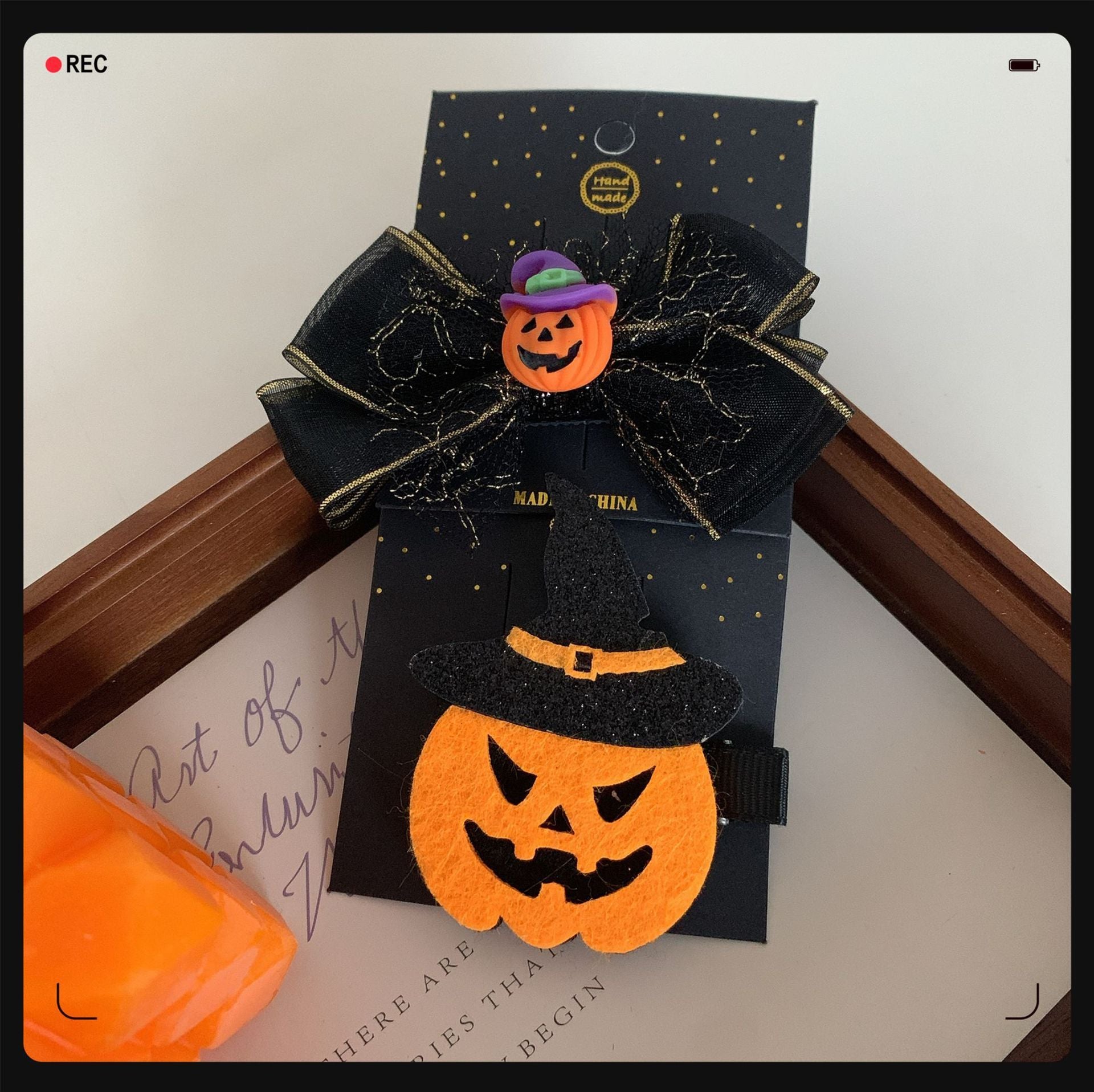 Children's Pumpkin Skull Barrettes Halloween Bat Barrettes