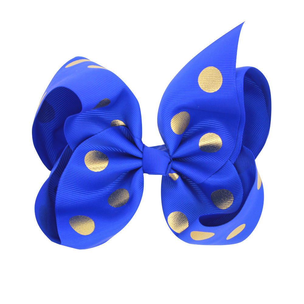 8 Inch Large Bronzing Dot Bow Hair Clip
