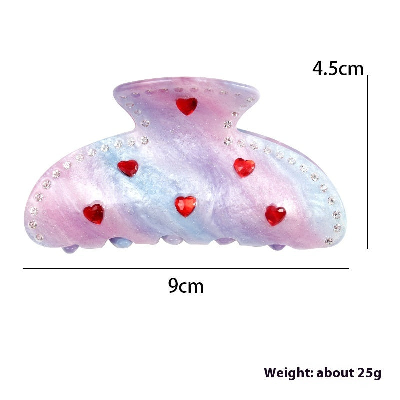 Spring And Summer Heart Trendy Acrylic Barrettes