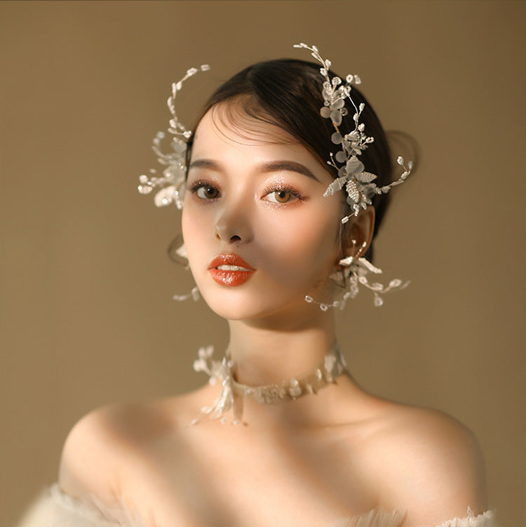 Mori Aesthetic Bridal Headdress Simple Wedding Hair Ear Clip