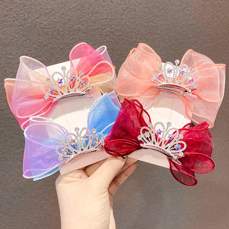 Children's Fashion Casual Lace Crown Bow Barrettes
