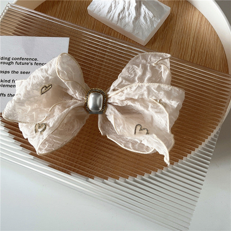 New Black Lace Hair Clip Retro Bow Love Rhinestone Spring