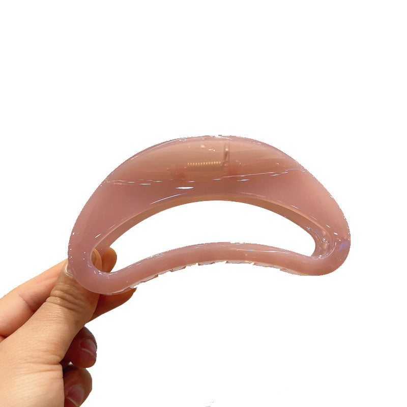 Simple Large Hollow Jelly Crescent Barrettes