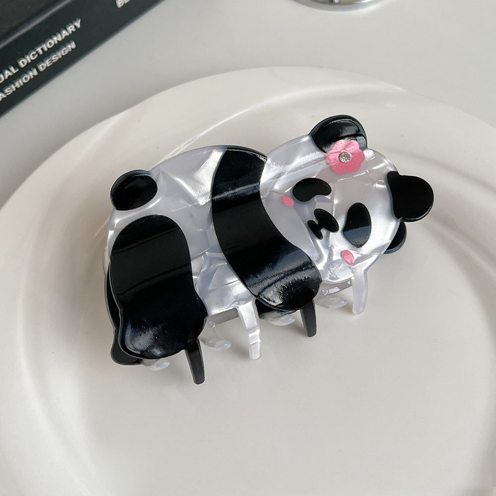 Plastic Cartoon Panda Acetate Grip Cute Animal Hair Claw Young Girl Personalized Barrettes Bang Side Shark Clip