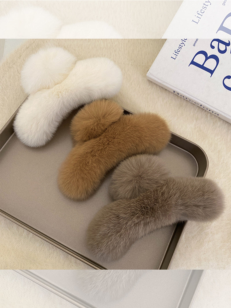 Oversized Rabbit Plush Grab Clip Senior Sense Light Luxury Hair Clip Female