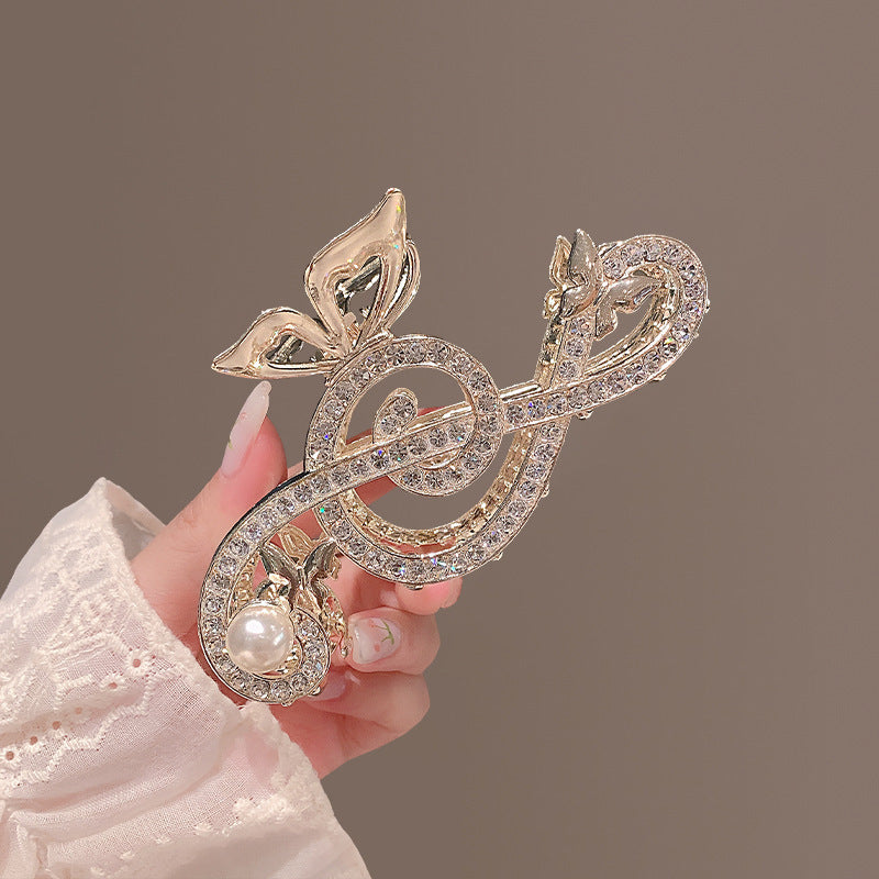 Rhinestone Note Barrettes Female Updo Back Head Grip High-grade Sense Shark Clip Hair Clip Grip Hair Volume More Summer
