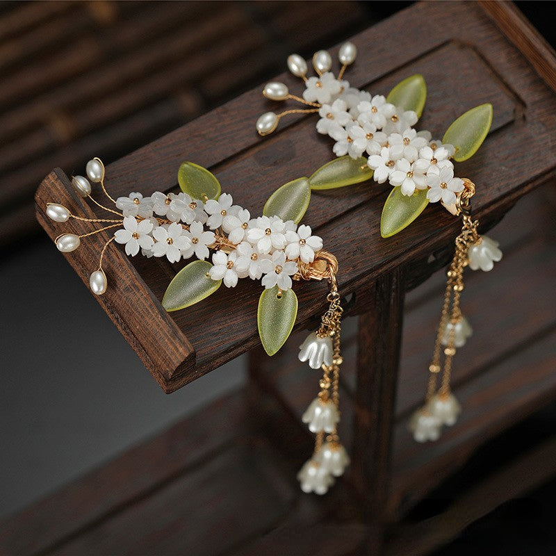 Women's Tassel Clip Antique Style Lily Of The Valley Hair Accessories