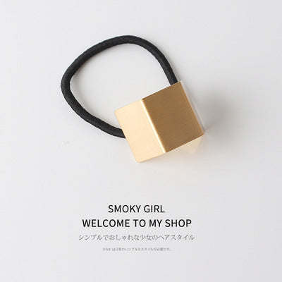 European And American Ins Cold Style Geometric Metal Brushed Hollow Hair Ring
