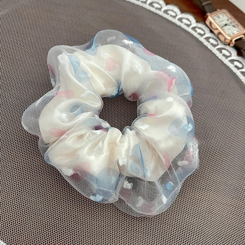 Mesh Large Intestine Hair Ring Leather Cover Hair Rope