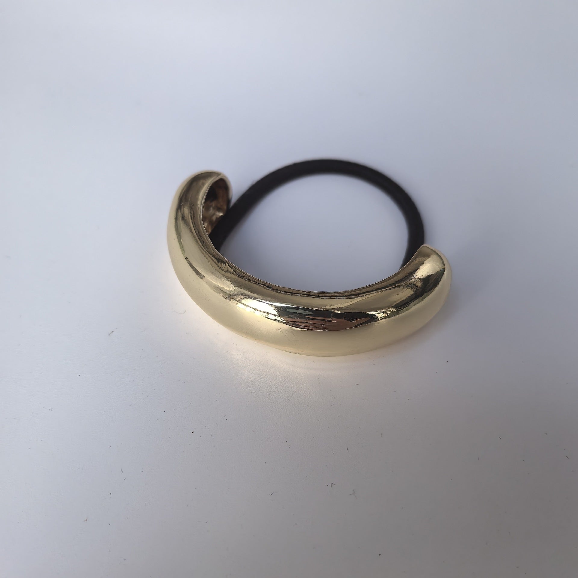 Minimalist Alloy Ring Semi-curved Hair Ring Online Influencer Head String High-end Leather Case Hair Rope