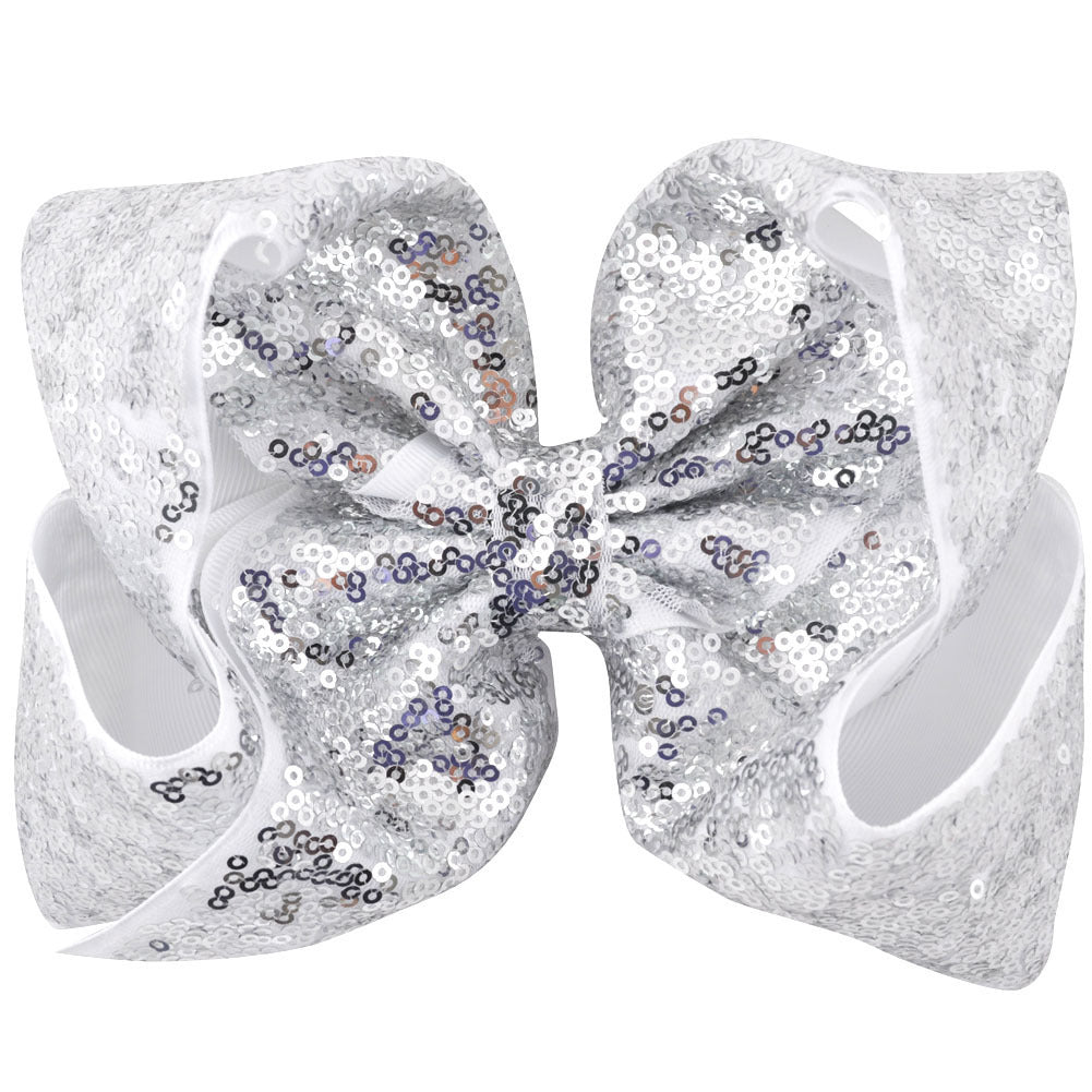 Women's Solid Color Sequin Big Bow Hair Clip