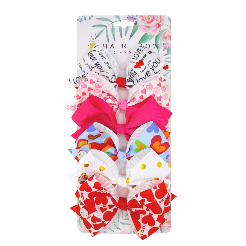 Fashion Children's Heart Bow Hair Clip Set