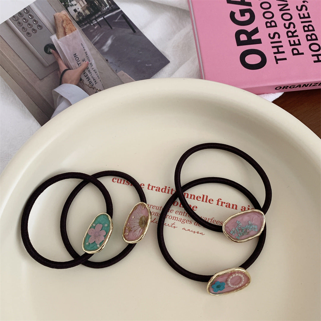 Sweet Dripping Oil Eternal Flower Hair Ring Niche
