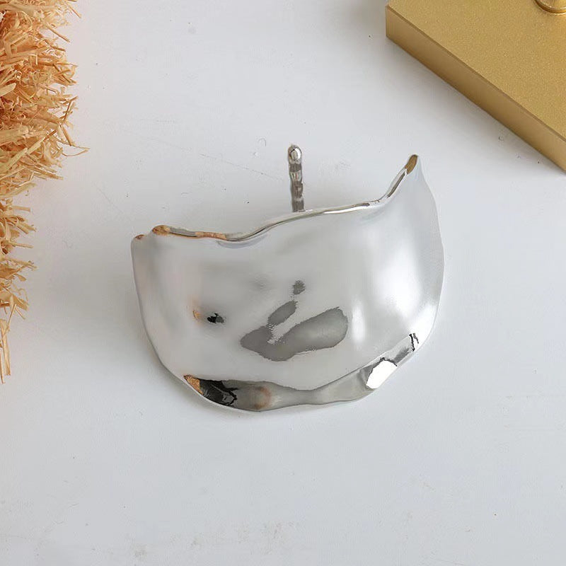 Metallic Concave-convex Lava Insert Barrettes Grabber Clip Headdress