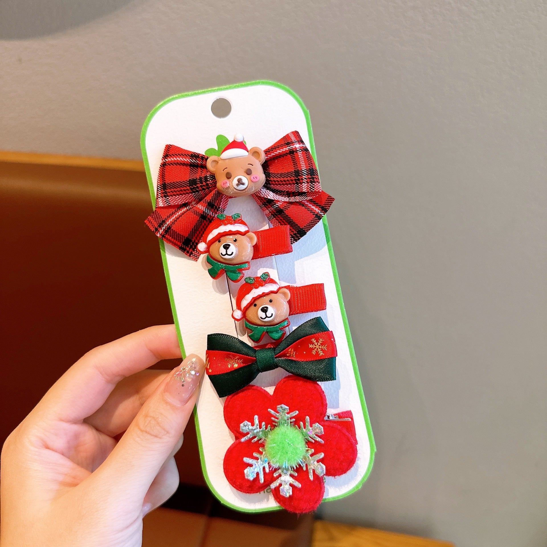 Bowknot Hairpin Cute Headwear Cartoon Cloth Bell Elk Snowflake Christmas Tree Barrettes Suit