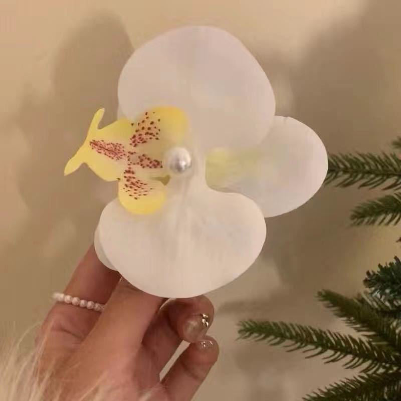 Korean Sweet Romantic Purple Phalaenopsis Flower Hairpin For Women Girls Trendy Hair Clip Claw 2024 New Barrettes Charm Headwear