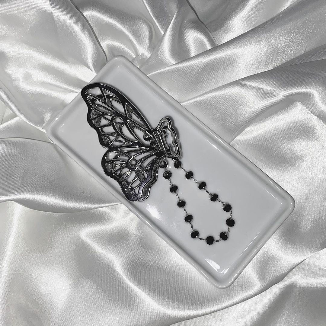 Alloy Butterfly Hair Clip Crystal Chain Cold Personality