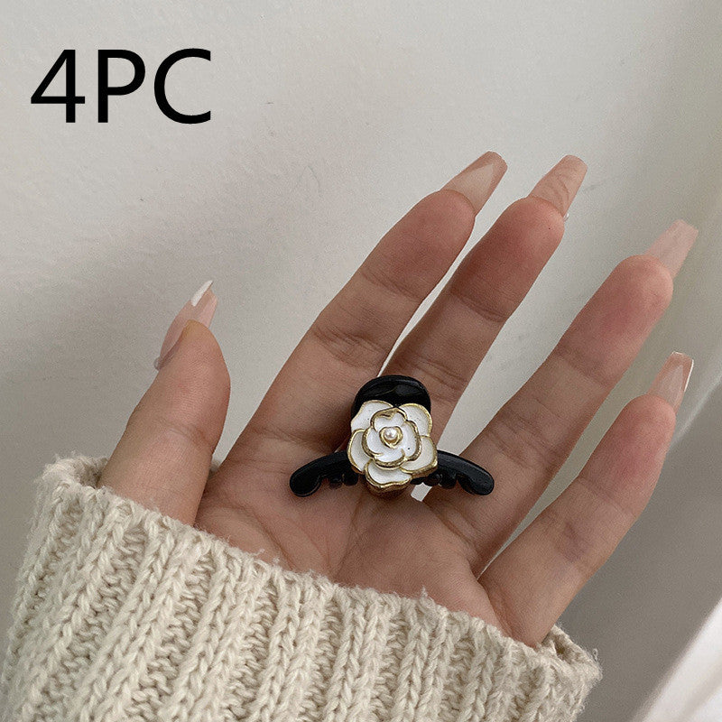 Dripping Oil Camellia Trumpet Bangs Side Cropped Hair Clip