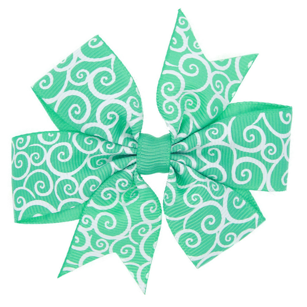 Children's Auspicious Cloud Print Swallowtail Bow Hair Clip