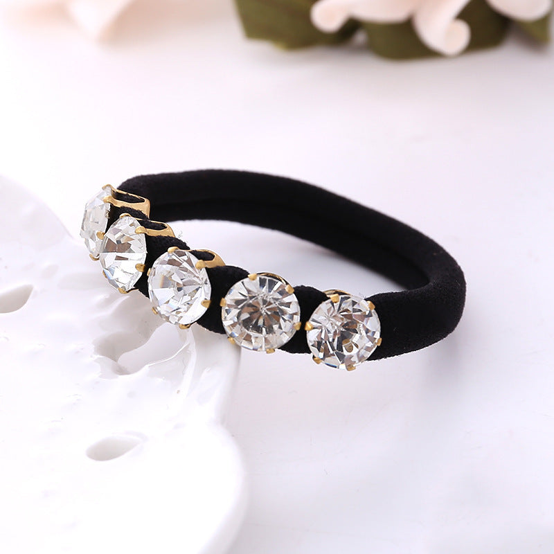 Hair Band Black Seamless Strong Pull Constantly 3 Diamonds Towel Ring