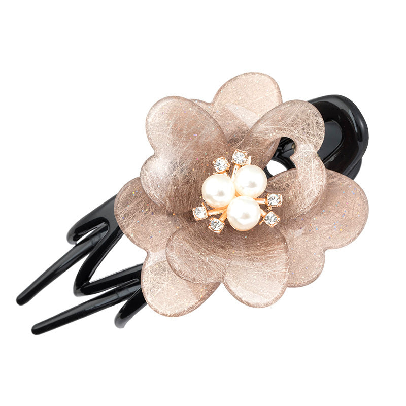 Women's Large Coiled Hair Three Teeth Clip