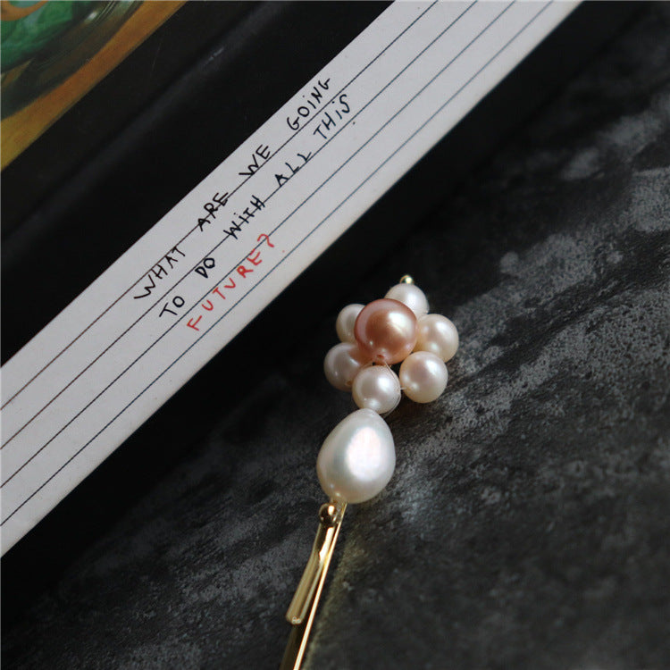 Freshwater Pearl Baroque Braided Flower Hair Clip