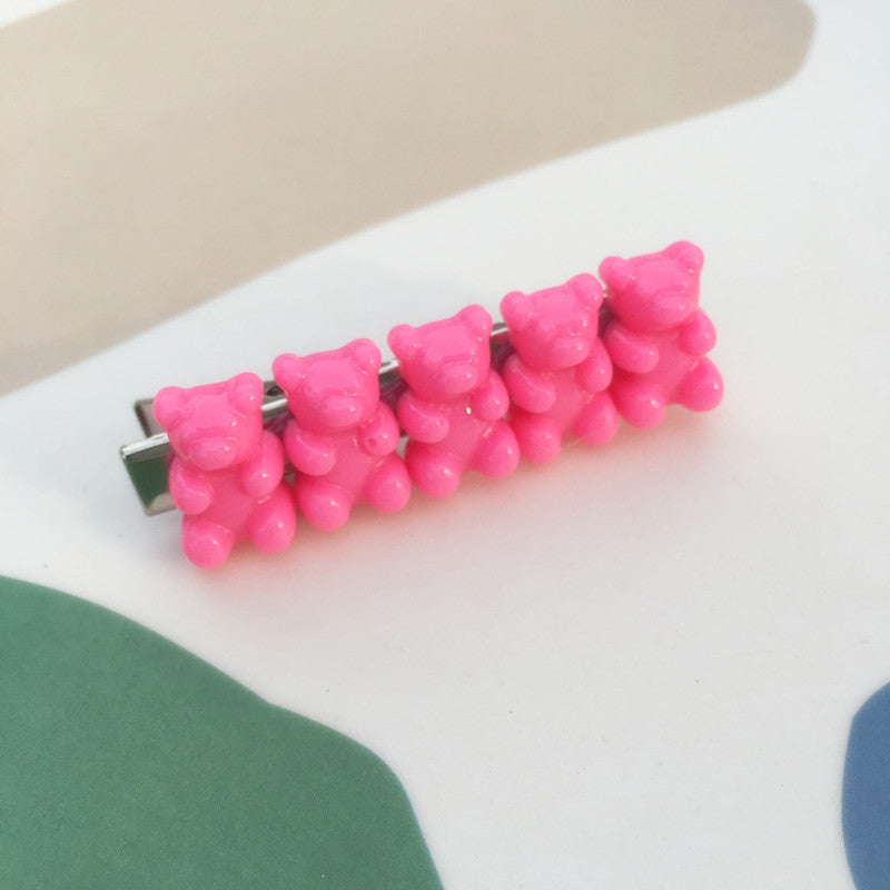 Candy Color Hair Clip Jelly Gummy Bear Hairpin Contrast Color Duckbill Clip Women