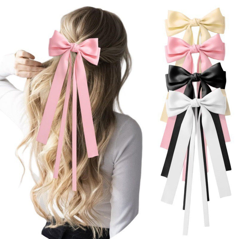 Best Sweet Solid Color Ribbon Bowknot Barrettes