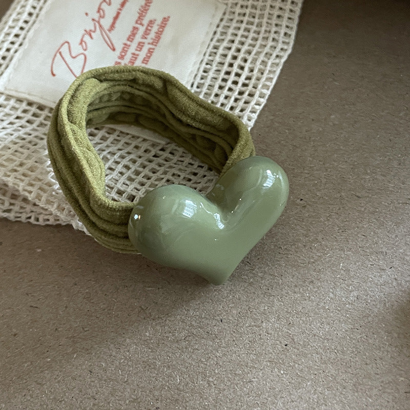 Heart Acrylic Hair Rope High Elastic Durable Hair Ring