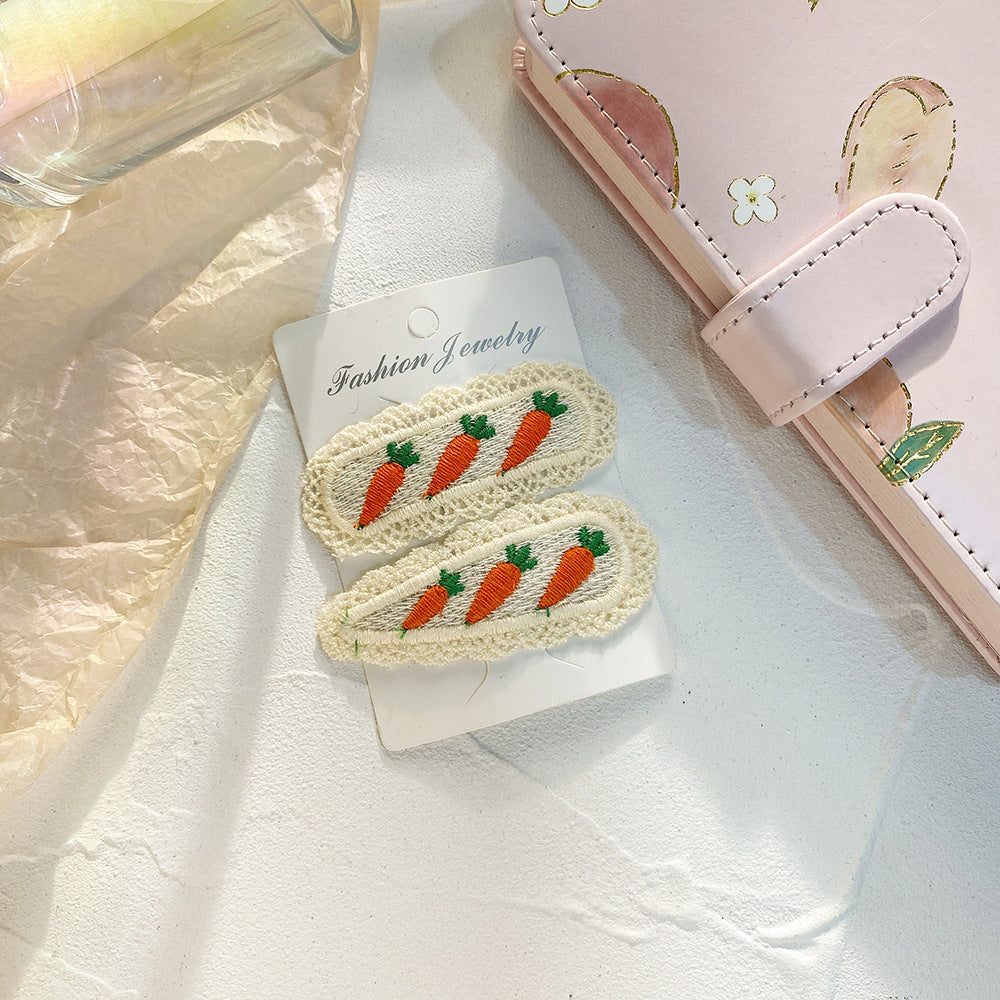 Children's Barrettes Fabric Korean Fruit Knitting