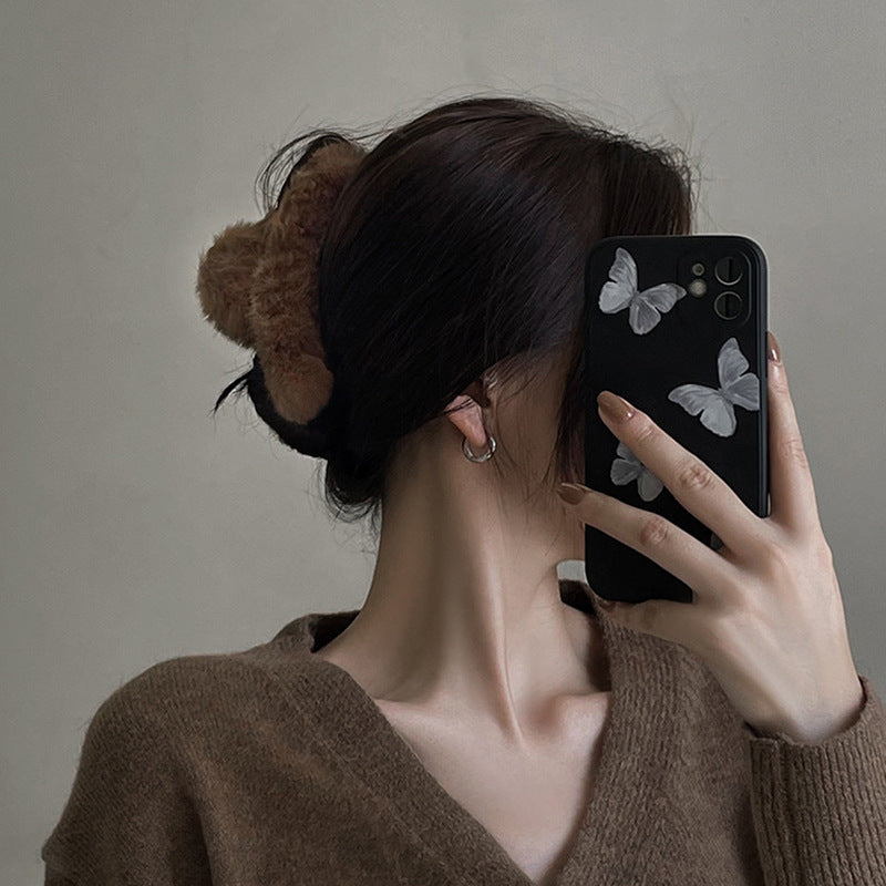 Women's Fashion Simple Plush Hair Clip