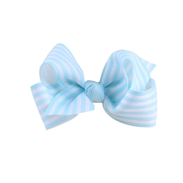Girls Striped Headdress Bow Hair Clip
