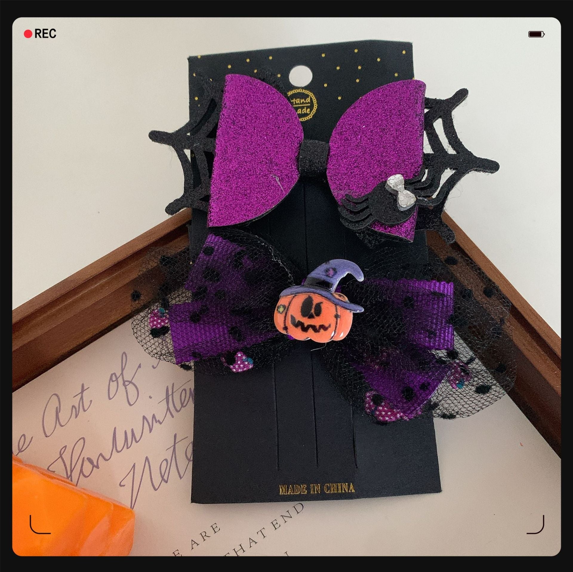 Children's Pumpkin Skull Barrettes Halloween Bat Barrettes