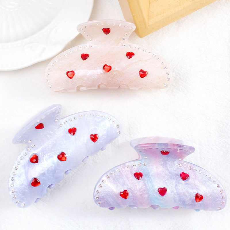 Spring And Summer Heart Trendy Acrylic Barrettes