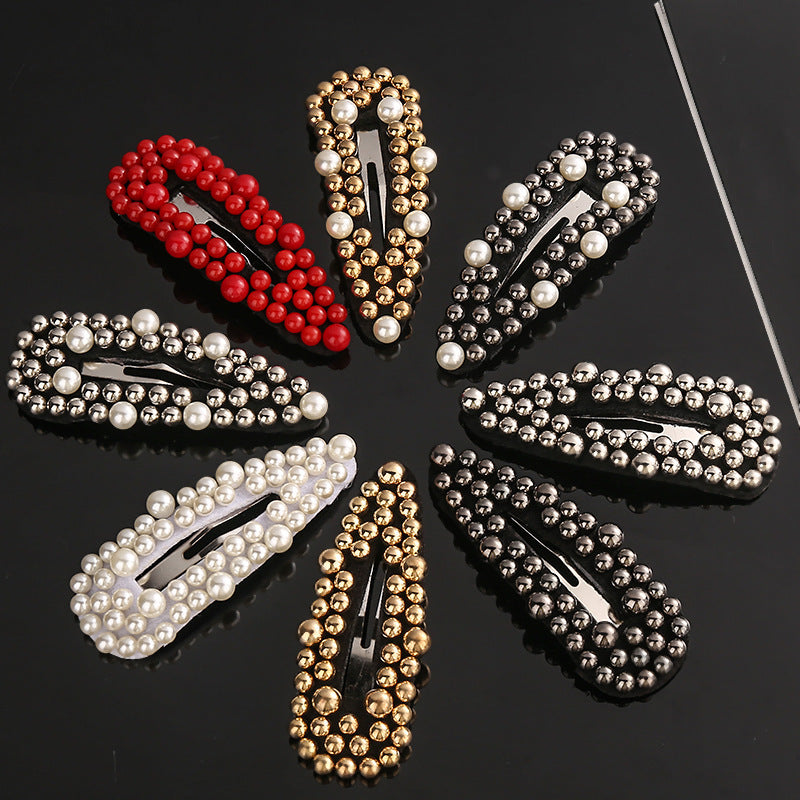 Women's Rivet Droplet Pearl Bb Versatile Hair Clip