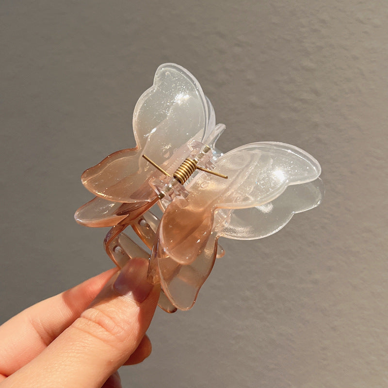 Gradient Color Double Butterfly Frosted Hair Clip